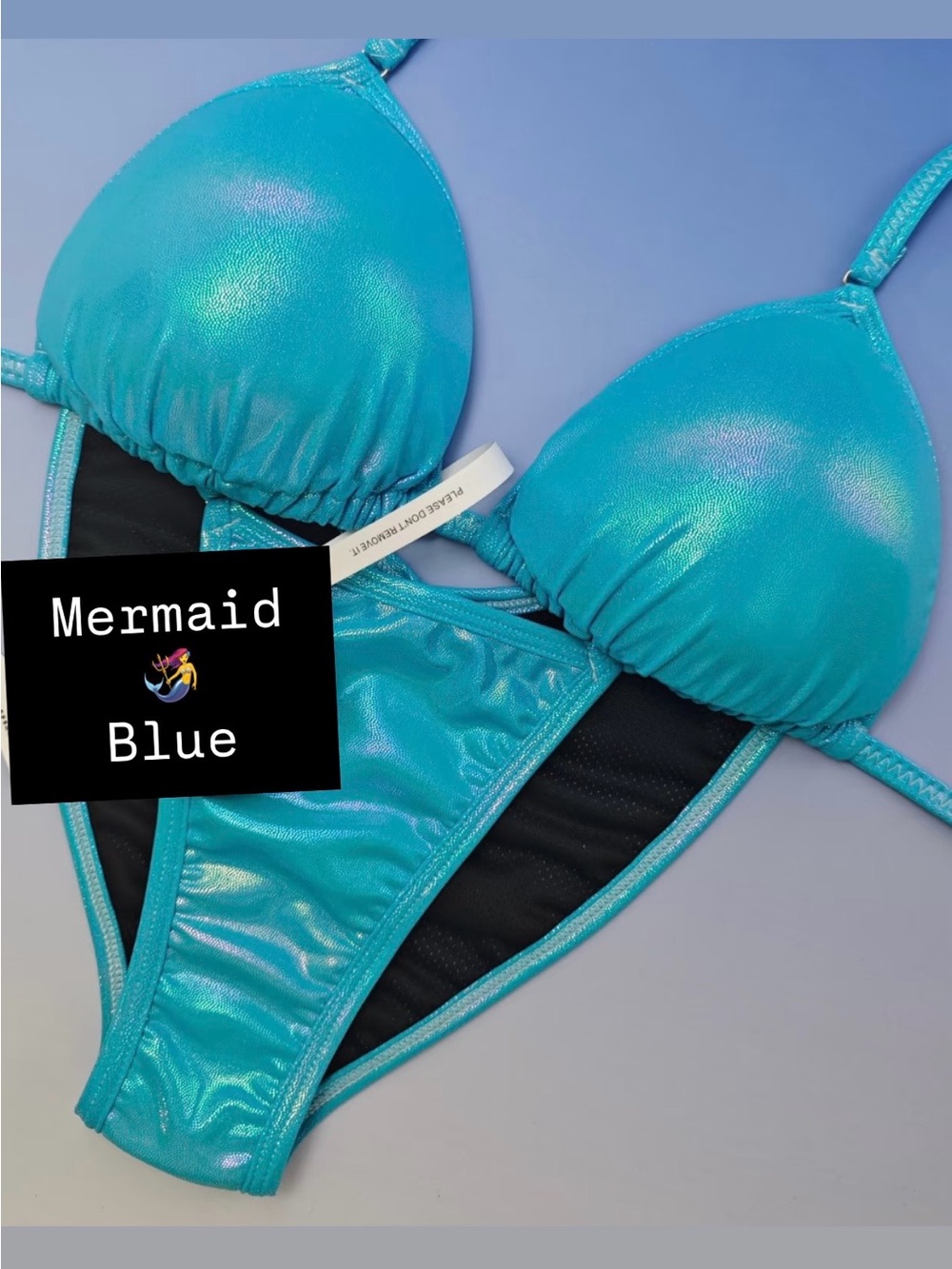 NPC Fit Model Competition Suit /Mermaid Blue Shimmer Bikini Set - Women Swim